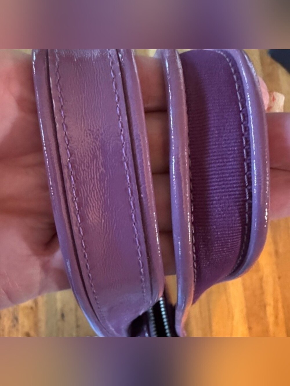 Coach Patent Leather Tote in Plum and Lavender - Picture 6 of 7
